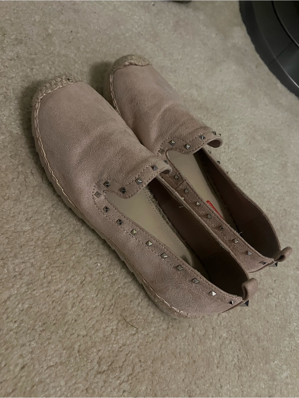 Studded Suede Espadrille Slip-On in Blush